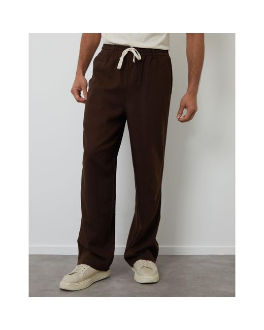 Threadbare Brown Straight Leg Trousers for men