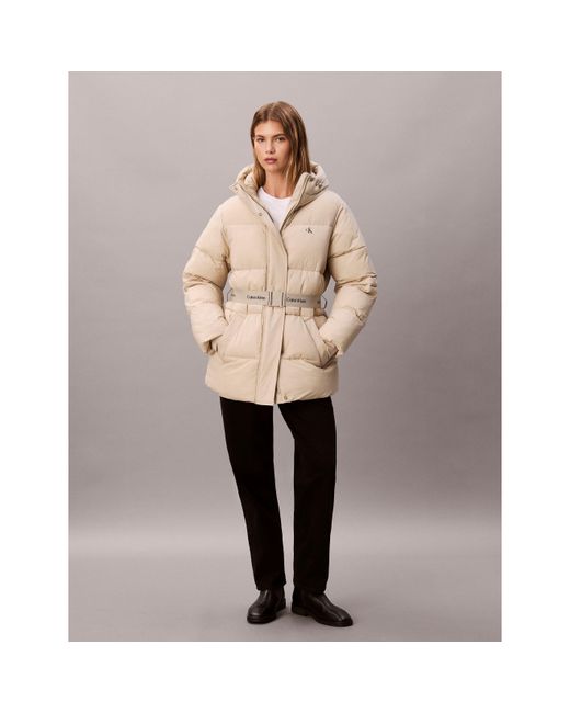 Calvin Klein Natural Belted Medium Puffer Jacket
