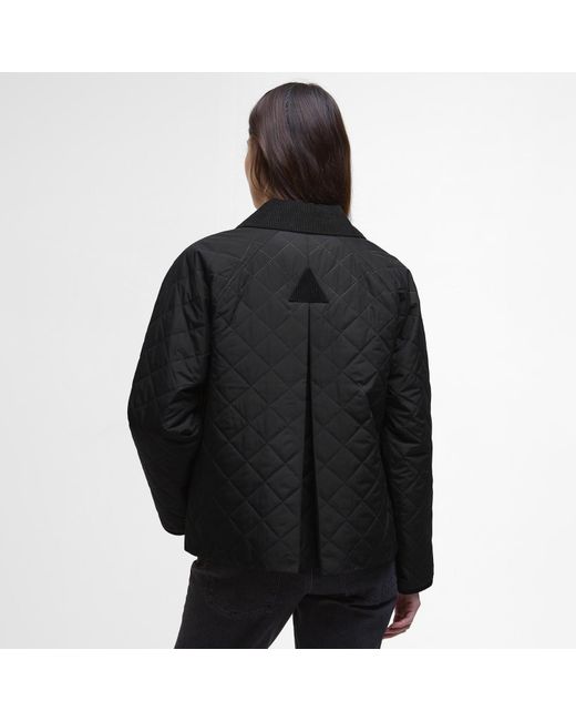 Barbour Black Anise Corduroy Collar Short Sleeve Quilted Jacket