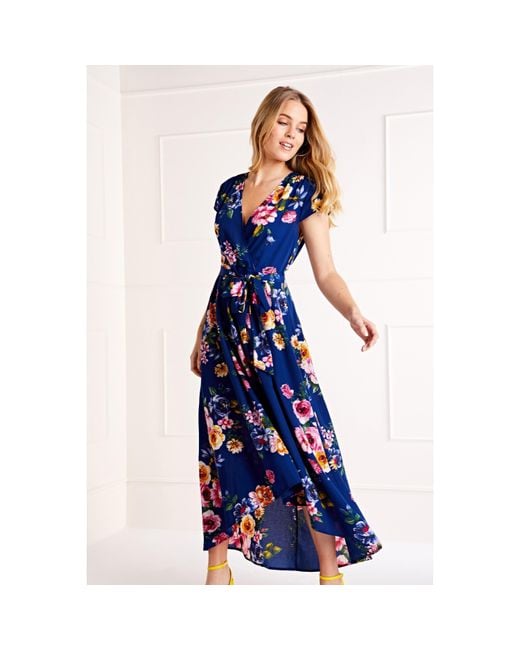 Mela London Blue Front Wrap Floral Dress