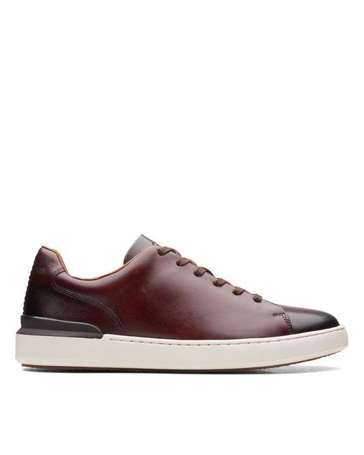 Clarks Brown Court Lite Lace Leather Trainers for men