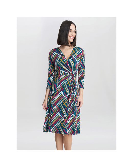 Gina Bacconi Blue Blair Jersey Wrap Dress