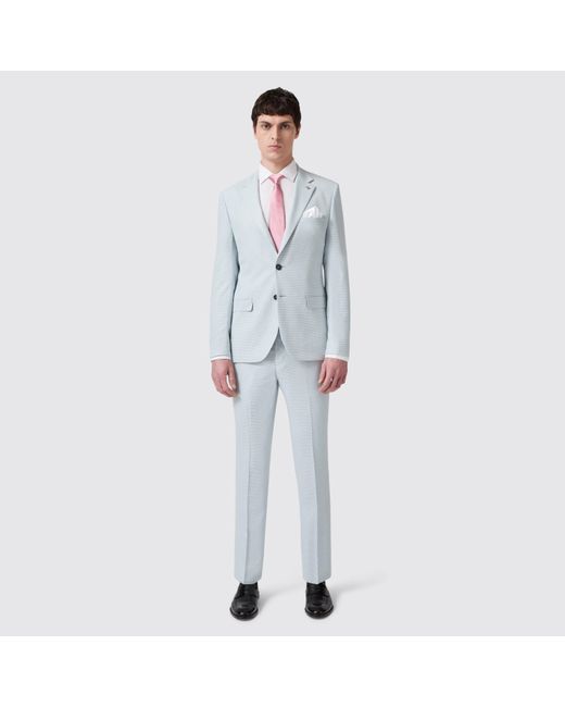 Twisted Tailor Blue Lansdown Slim Fit Puppytooth Trouser for men