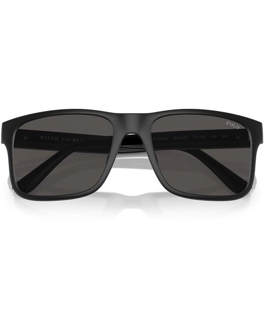 Polo Ralph Lauren Black Rectangle Sunglasses for men