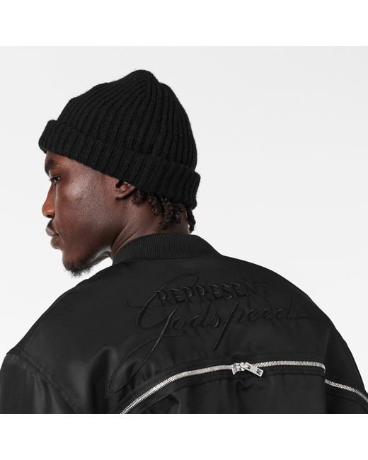 Represent Black Contemporary Structured Bomber Jacket for men