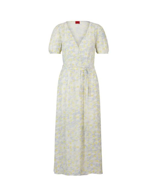 HUGO Natural Kikoni-1 Wrap-Front Dress