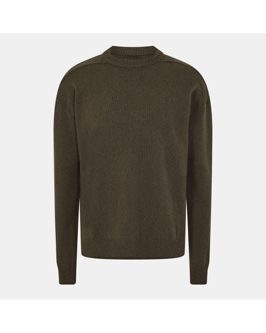 Rick Owens Green Ribbed Crew Neck Relaxed Fit Jumper for men
