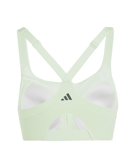 Adidas Green Tlrdim Lux Zipped Non Wired High Impact Sports Bra