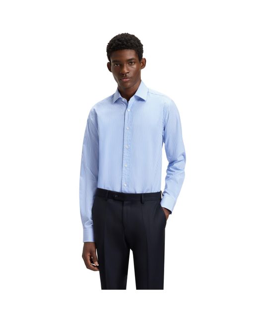 Boss Blue Cotton Long Sleeve Slim Fit Shirt for men
