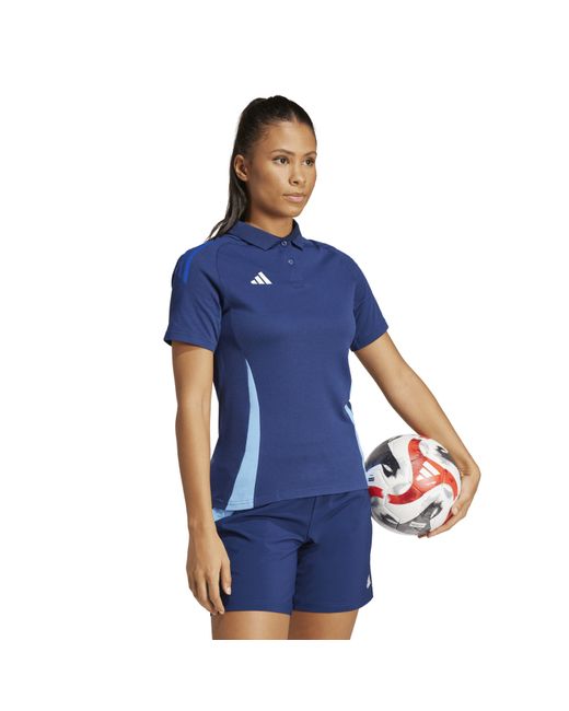 Adidas Blue Tiro24 Collared Neck Short Sleeve Polo Shirt