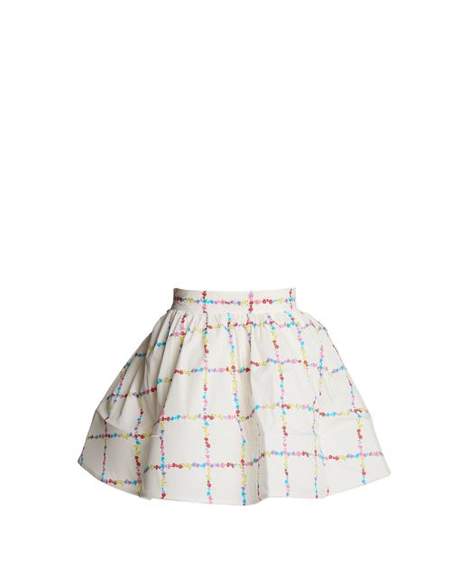 Collective The Label White Grid Pleated Mini-Skirt