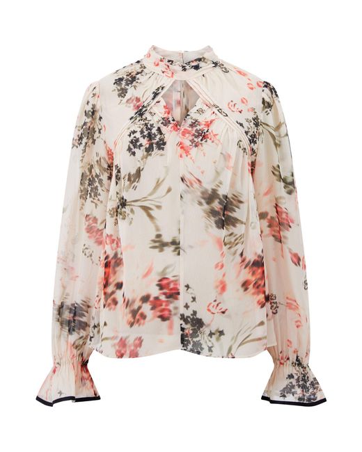 French Connection Blue Hallie Long Sleeve Blouse