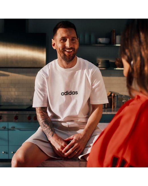 Adidas White Essentials Single Jersey Logo T-Shirt for men