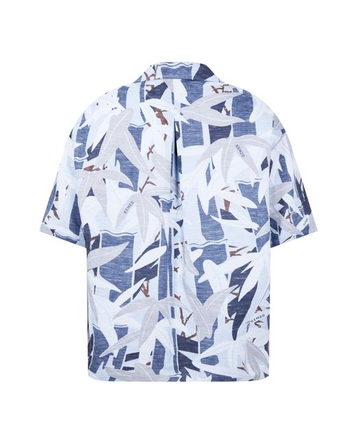 KENZO Blue Hawaiian Short Sleeve Patterned Shirt for men