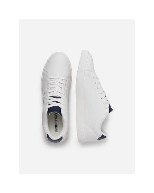 Jack & Jones White Bosley Pu Casual Low-Top Trainers for men