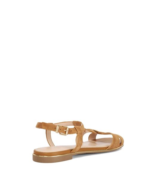 Dune Brown Lylar Flat Sandals