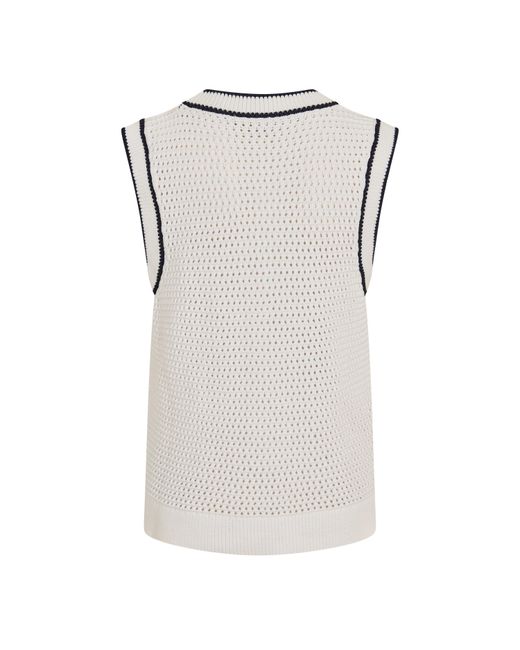 Varley White Ribbed Knitted Tank Top
