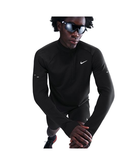 Nike Black Winter Run Half Zip Long Sleeve Running Top for men