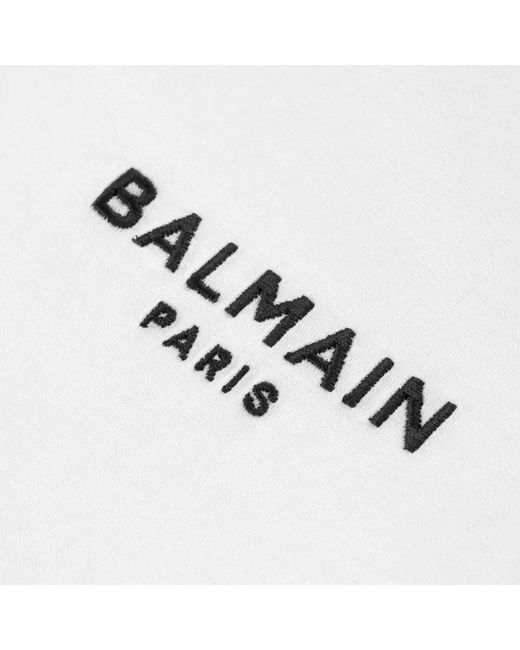 Balmain White Cotton Chest Logo T-Shirt for men