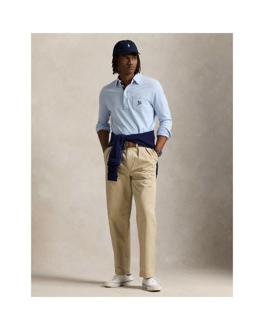 Polo Ralph Lauren Blue Embroidered Logo Chest Pocket Long Sleeve Shirt for men
