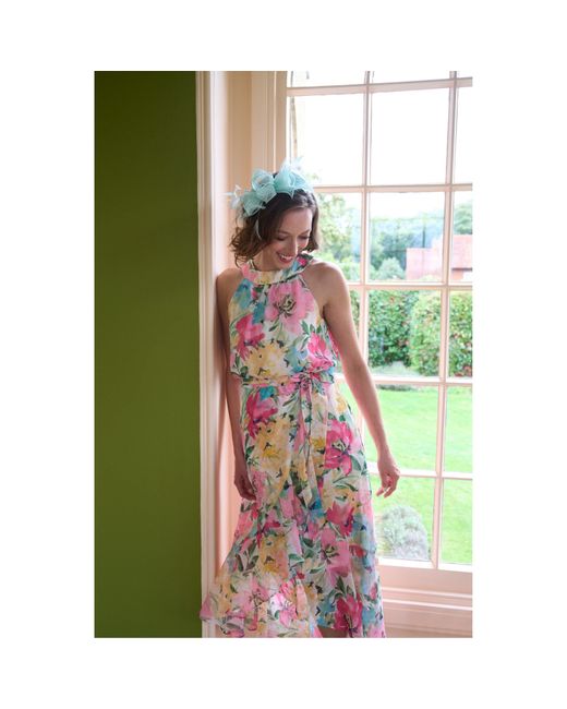 Gina Bacconi Pink Beatrice Lurex Chiffon Dress