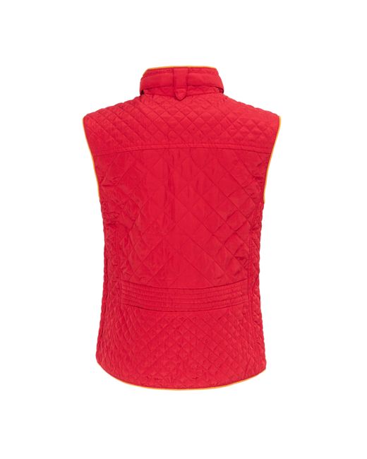 Miso Red Stand Collar Full Zip Hip Length Gilet
