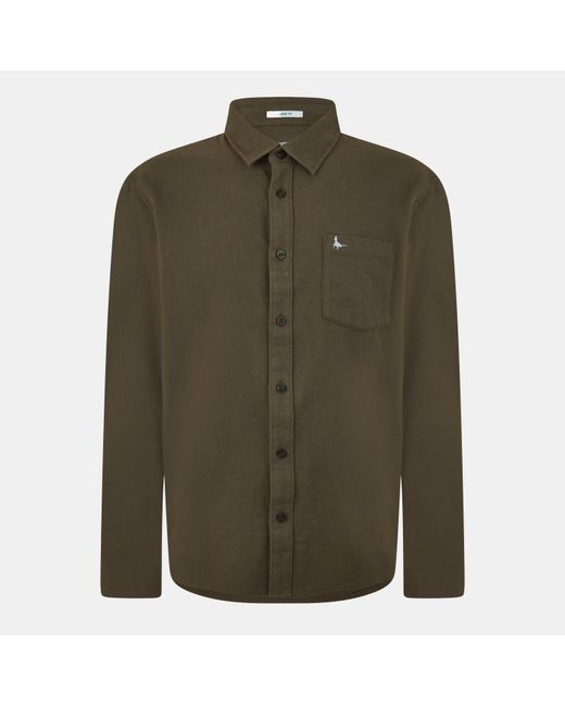 Jack Wills Green Plain Flannel Shirt for men