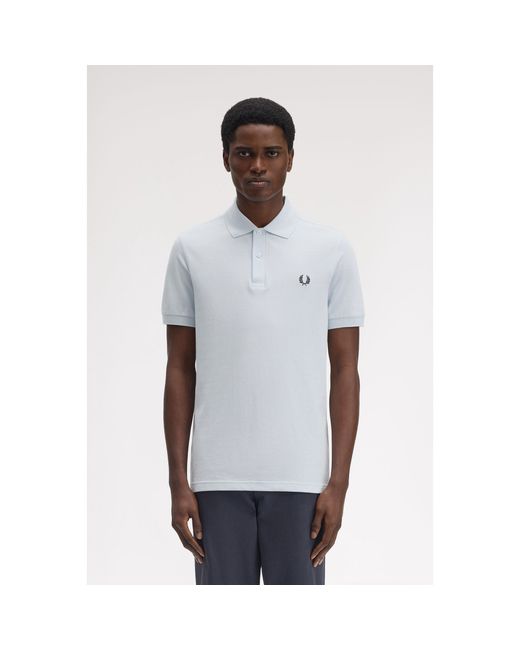 Fred Perry White Plain Polo Shirt for men