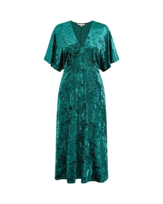 Yumi' Green Velvet Kimono Midi Dress
