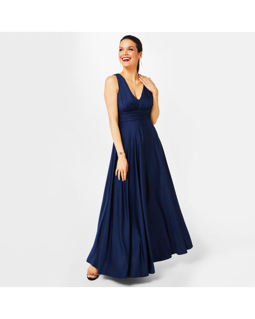 Biba Blue Bridesmaid Deep V Maxi Dress