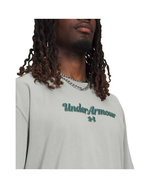 Under Armour Gray Heavyweight Wordmark Short Sleeves T-Shirt for men