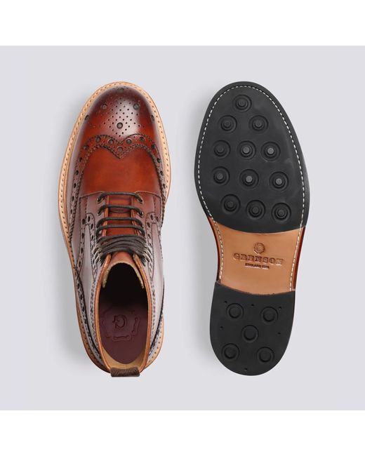 GRENSON Brown Fred Brogue Boot for men