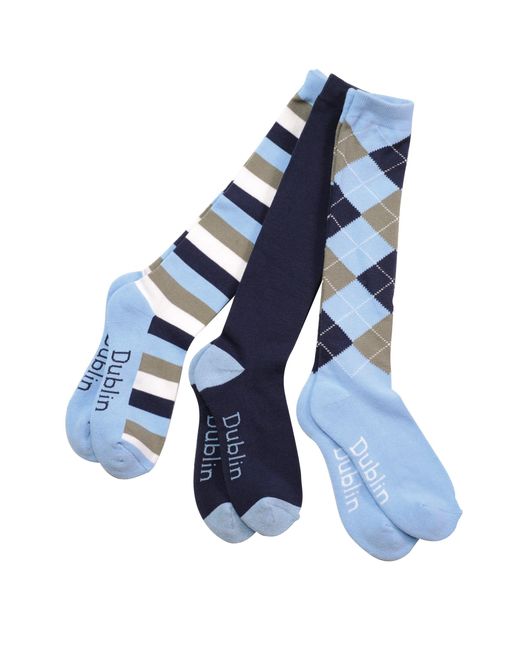 Dublin Blue Riding Socks 3 Pack