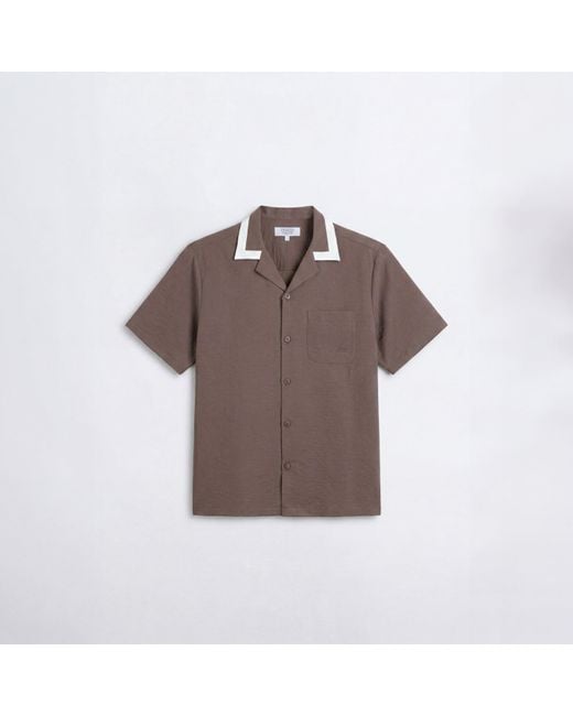 Twisted Tailor Brown Huxley Revere Cotton Shirt for men