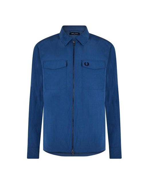 Fred Perry Blue Nylon Overshirt for men