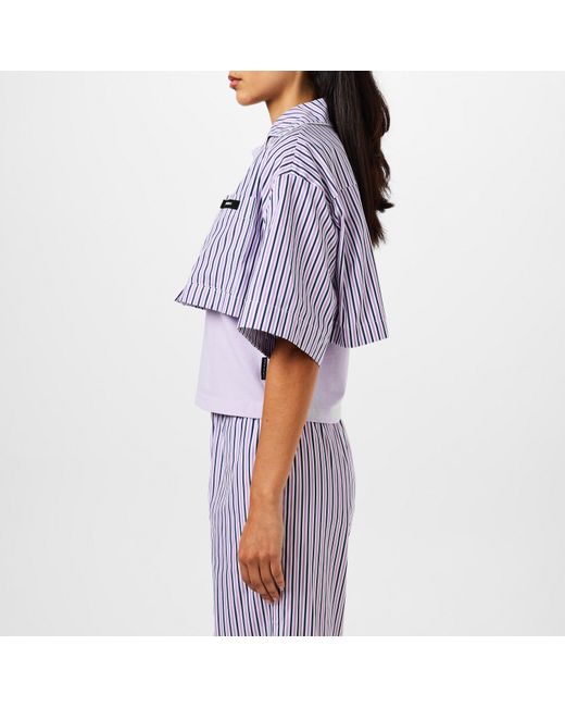 Palm Angels Purple Striped Cropped Shirt