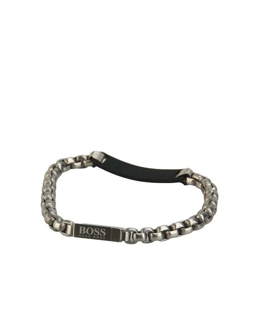 HUGO Black Id Stainless Steel Bracelet for men