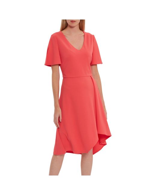 Gina Bacconi Red Mylee Soft Stretch Crepe Dress