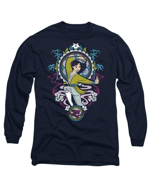 Disney Blue Mulan Stained Glass Long Sleeve T-Shirt for men