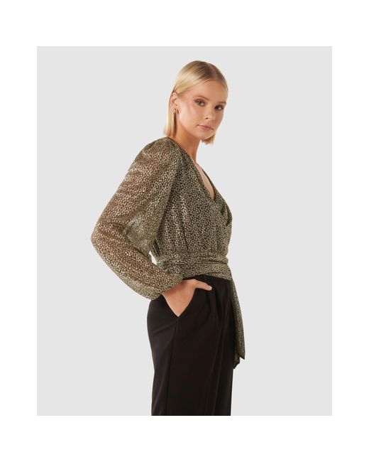 Forever New Multicolor Swathi Tie Wrap Blouse