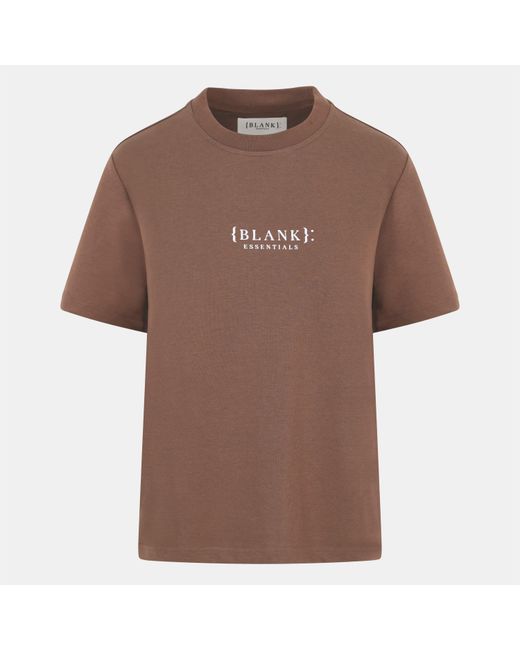 Blank Essentials Brown Blank E Core Puff Print T-Shirt Ladies