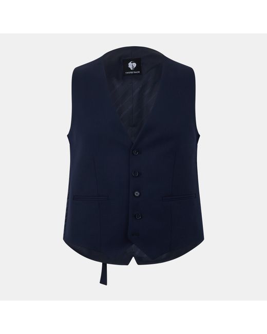 Twisted Tailor Blue Ellroy Slim Waistcoat for men