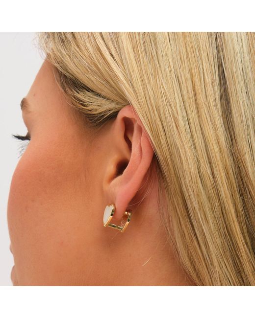 Jon Richard Metallic Plated Mother Of Pearl Heart Hoop Earrings