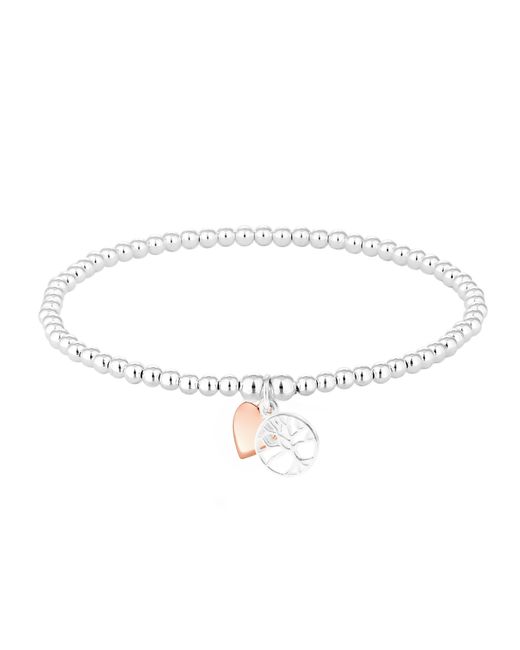 Simply Silver Metallic Sterling 925 Tree Of Love & Heart Bracelet