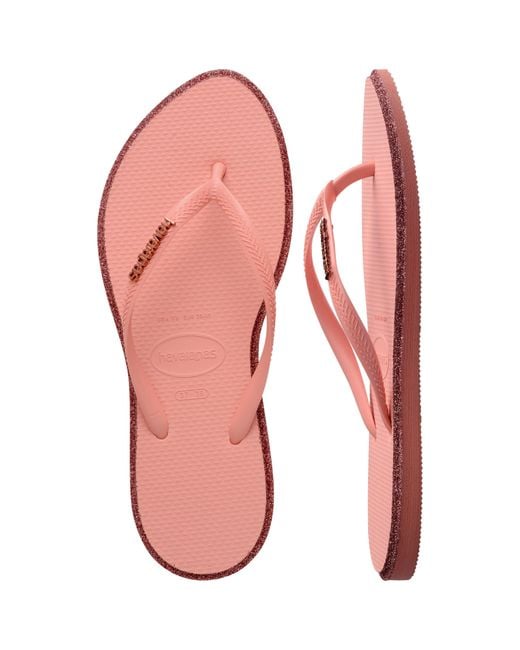 Havaianas Red Slim Point Glitter Flip Flops