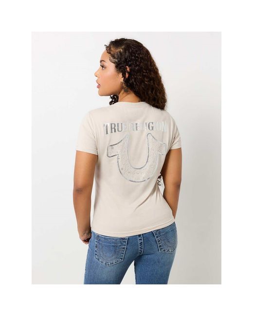 True Religion White Horseshoe V-Neck T-Shirt