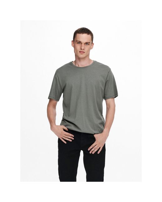 Only & Sons Gray Oversized T-Shirt for men