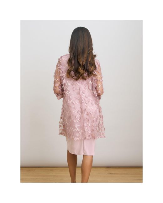 Gina Bacconi Pink Destiny Floral Applique Dress And Jacket