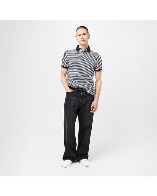 Tommy Hilfiger Blue Stripe Piqué Short Sleeve Polo Shirt for men