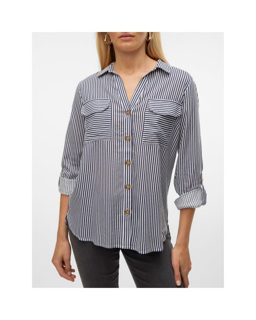 Vero Moda Gray Long-Sleeve Plain Shirt